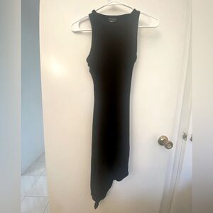 Black midi fitted jersey dress